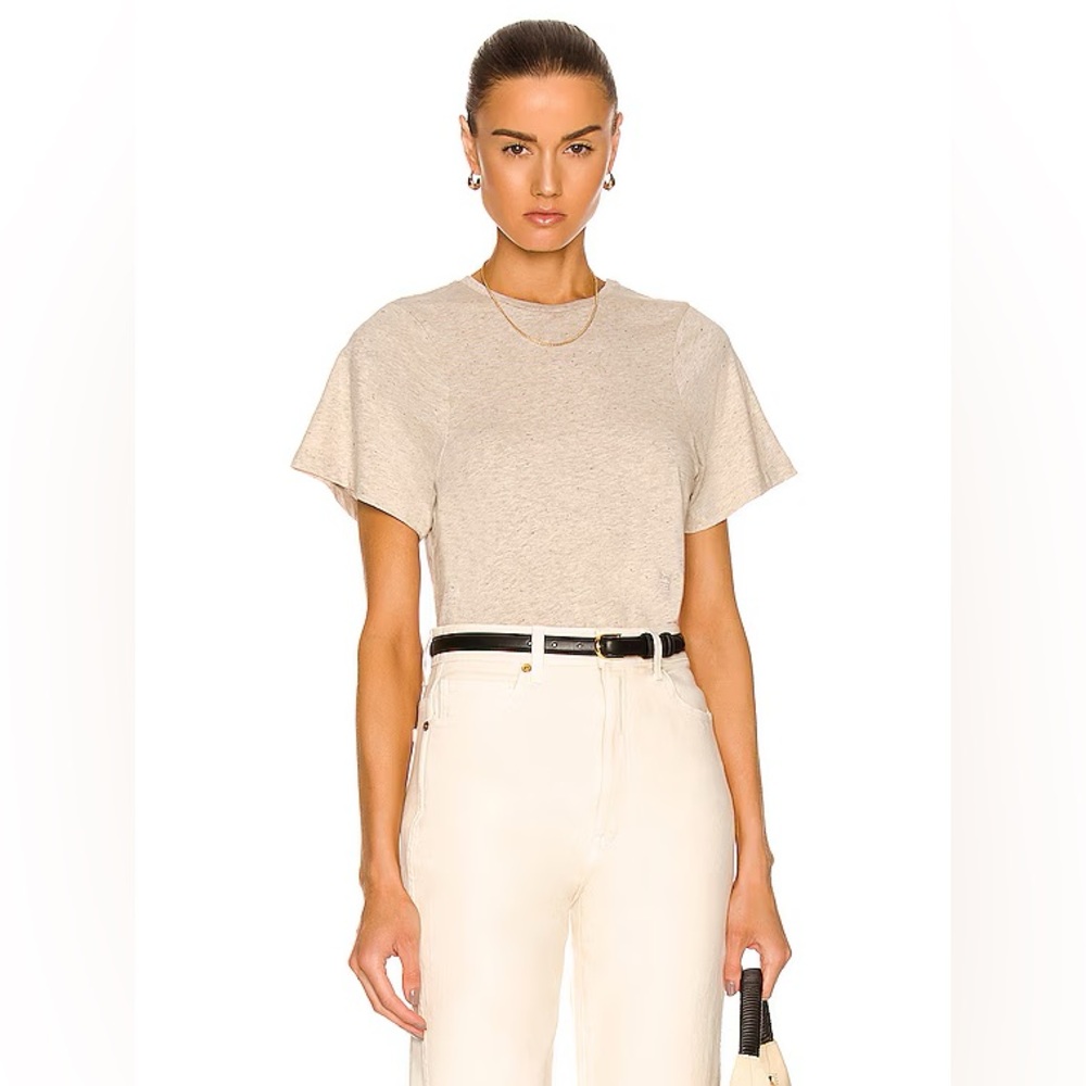 TOTEME Curved Seam Tee Shirt Heather Beige Large